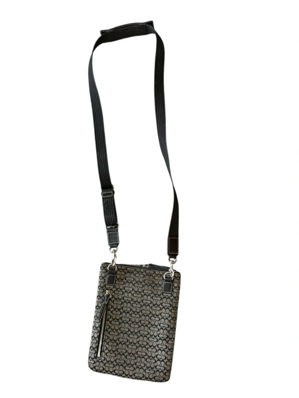 Coach Gray and Black Signature Crossbody Bag